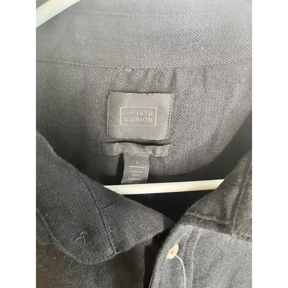 Men's 14TH & UNION NORDSTROM Black Flannel Shirt Large NEW NWT Trim Fit - Picture 3 of 11